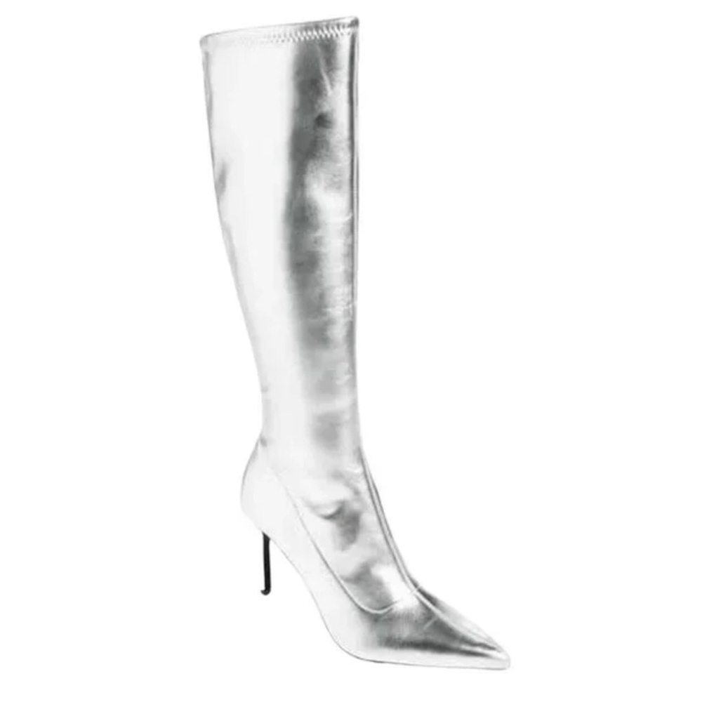 NEW Open Edit Viv Silver Women's Knee-High Pointy Toe Boots Size 9